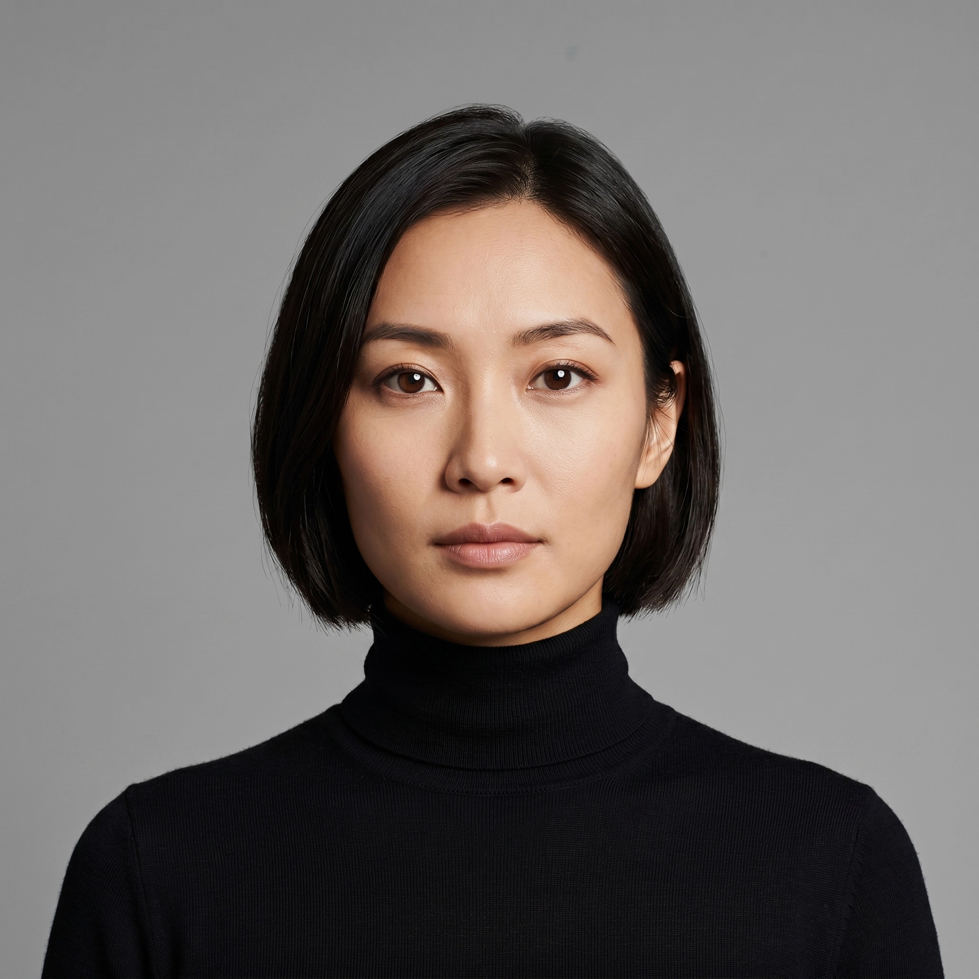 A man in a black turtle neck sweater.